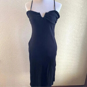 FORE Ribbed MIDI Black Dress Simple Staple Stretch Cotton: XL